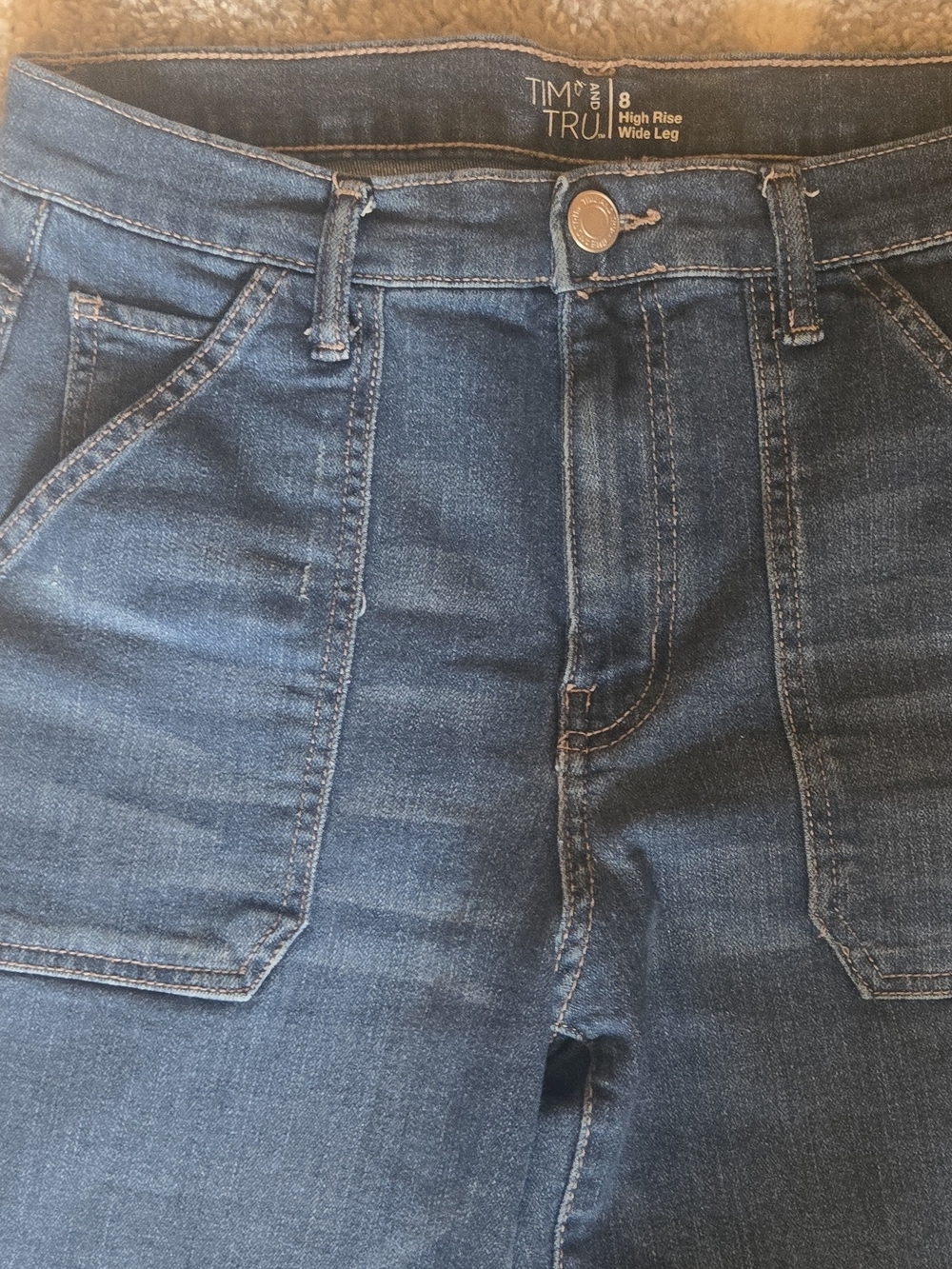 Time and Tru High-Rise Wide Leg Jeans in Dark Blue Denim